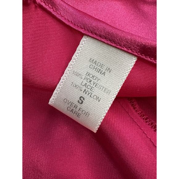 VTG Victorias Secret Y2K Satin Babydoll Slip Dress S Pink lace trim Coquette - Picture 10 of 13